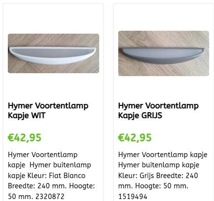 Hymer buitenlamp los kapje of compleet te koop wit of grijs, Ophalen of Verzenden, Nieuw