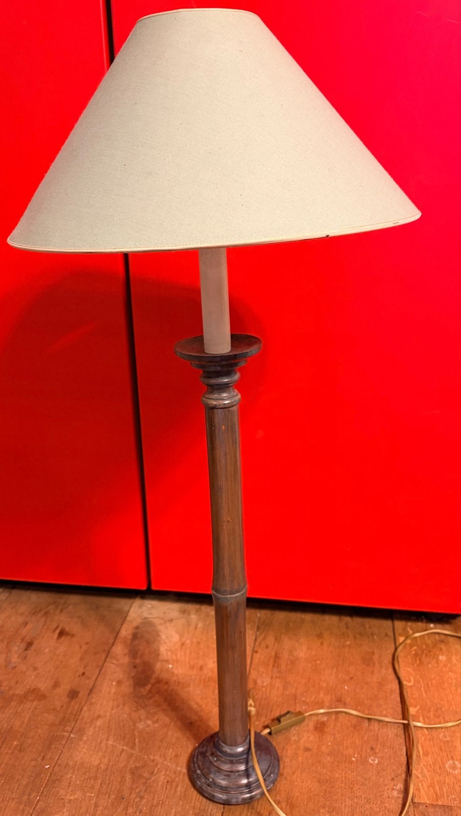 Vintage schemerlamp met Stoffen Kap, Ophalen of Verzenden
