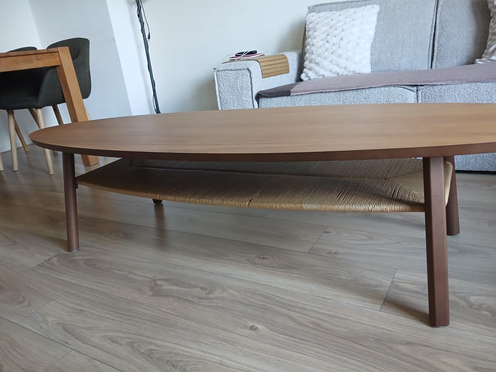 Ovale salontafel, 180x59 cm, walnootfineer, Huis en Inrichting, Tafels | Salontafels, Ophalen, Gebruikt, 100 tot 150 cm, 50 tot 100 cm