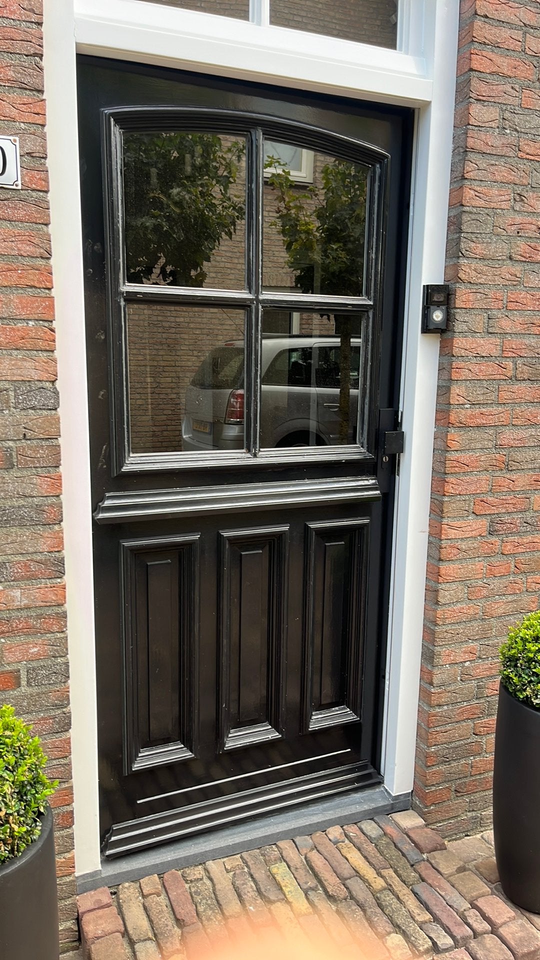 Voordeur hardhout, 200 tot 215 cm, Glas, Ophalen, 100 tot 120 cm