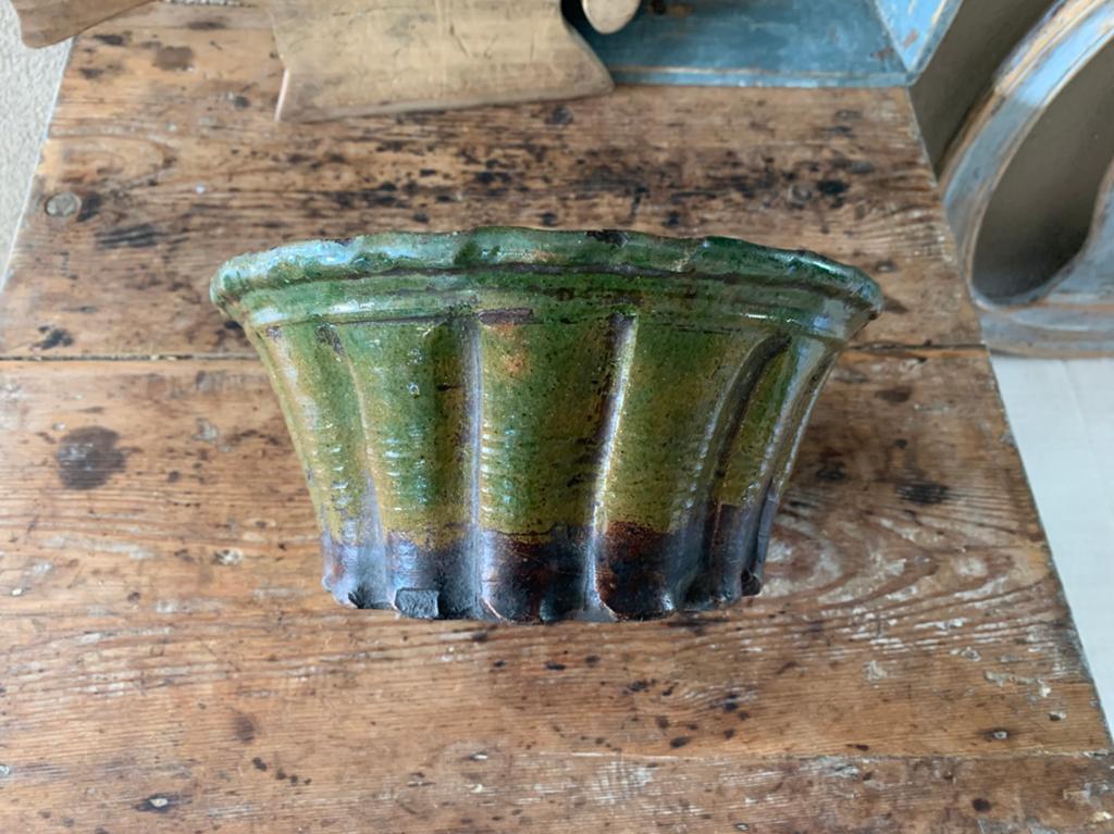 Franse antieke aardewerk tulbandvorm. Groen “Bikkel”, Antiek en Kunst, Ophalen of Verzenden
