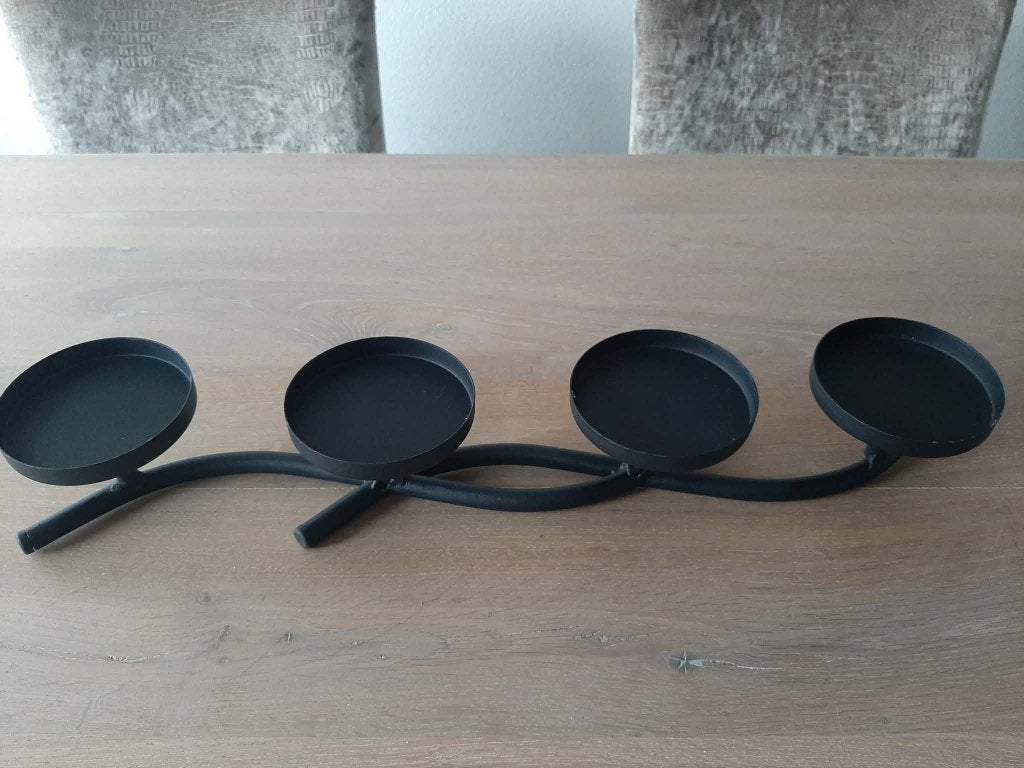 Kaarsenstandaard metaal, 4 stompkaarsen (zonder kaarsen)!, Gebruikt, 7 cm, Zwart, Ophalen of Verzenden
