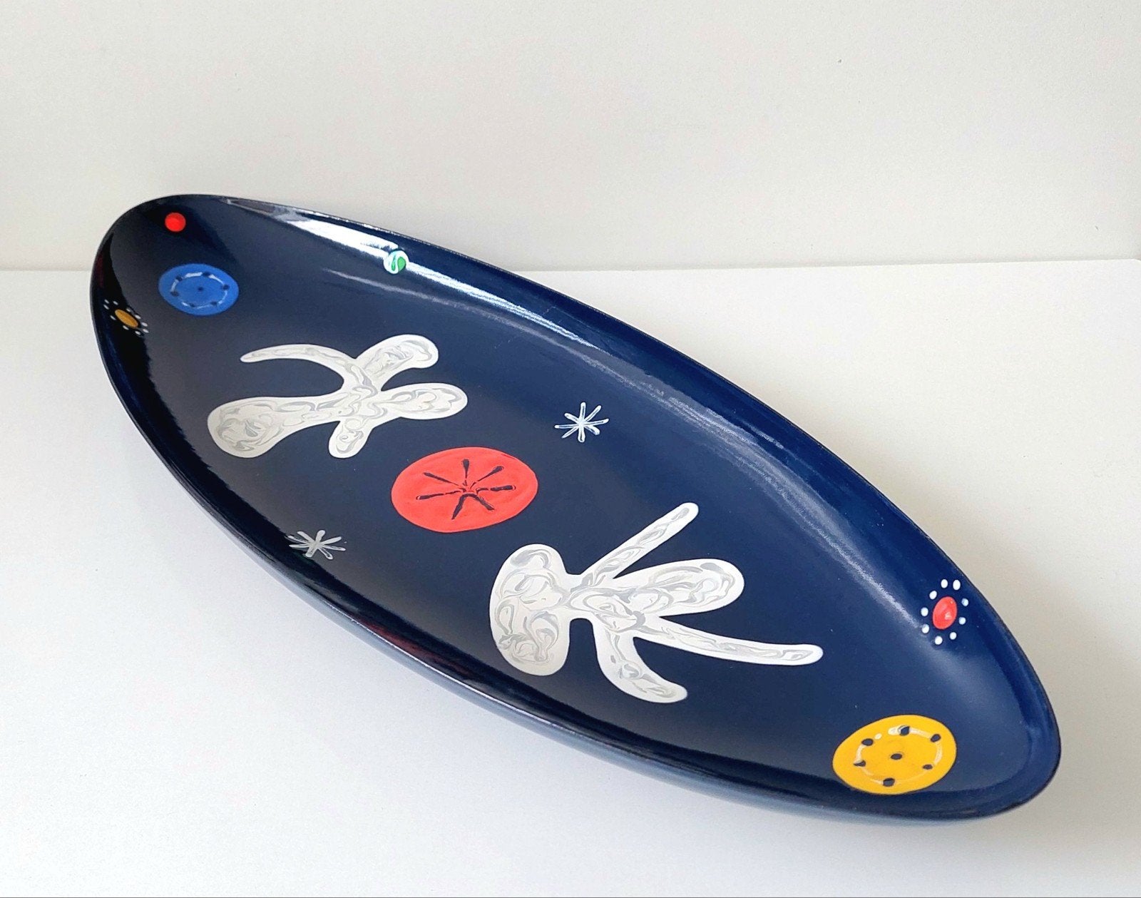 Vintage Emaille Design Schaal Jan Röëde Nieuwe Haagse School, Gemerkt, Ophalen of Verzenden, Metaal, Schaal
