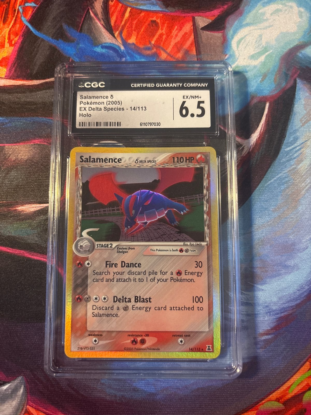 Salamence δ Pokémon (2005) EX Delta Species Holo CGC 6.5, Ophalen of Verzenden, Zo goed als nieuw, Losse kaart, Foil