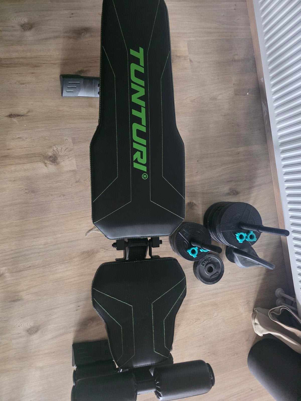 Tunturi Fitnessbank UB80 met gewichten, Sport en Fitness, Ophalen, Zo goed als nieuw, Fitnessbank