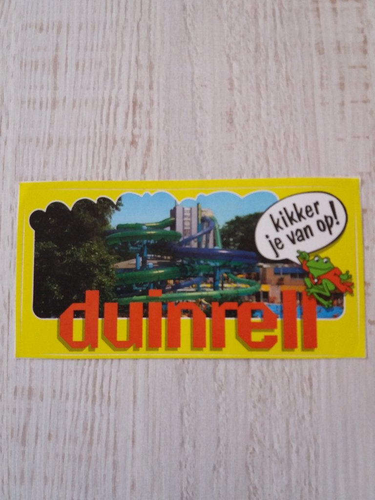 sticker duinrell kikker je van op !, Ophalen of Verzenden, Zo goed als nieuw, Bedrijf of Vereniging