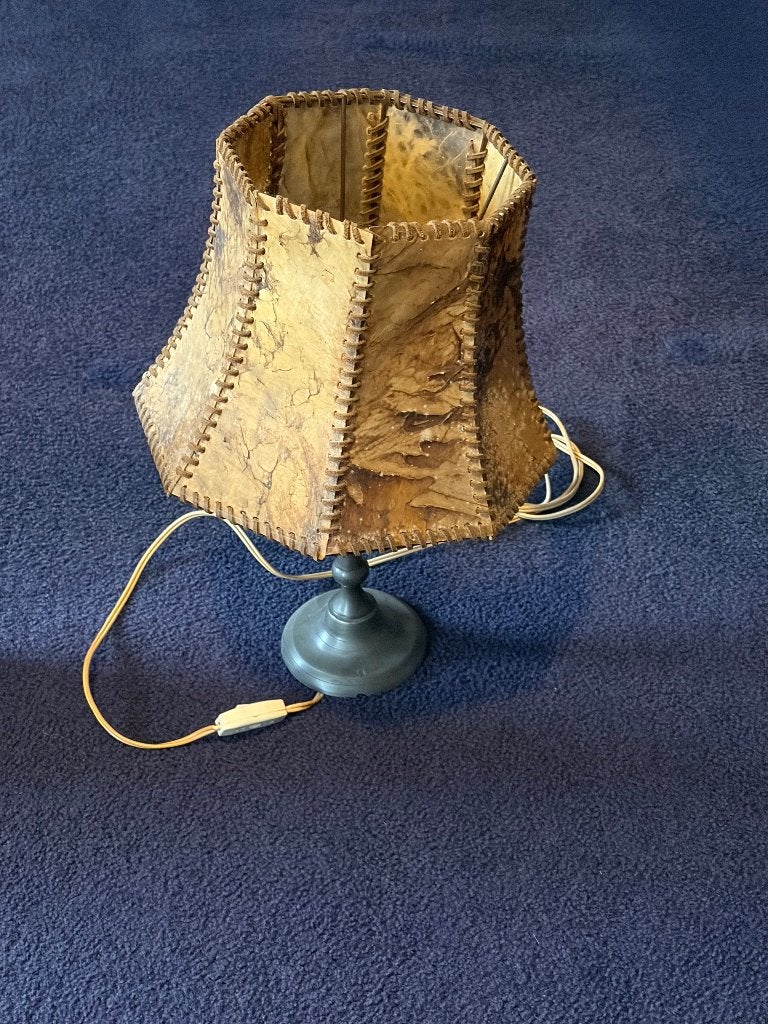 Tinnen lampenvoet met kap, Ophalen, Gebruikt, Overige materialen, Met kap