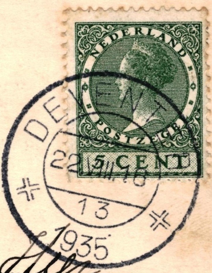 940641	Deventer	Ov 1935	Munt Muntentoren Muntplas	Gelopen, Ophalen of Verzenden, 1920 tot 1940, Gelopen, Overijssel
