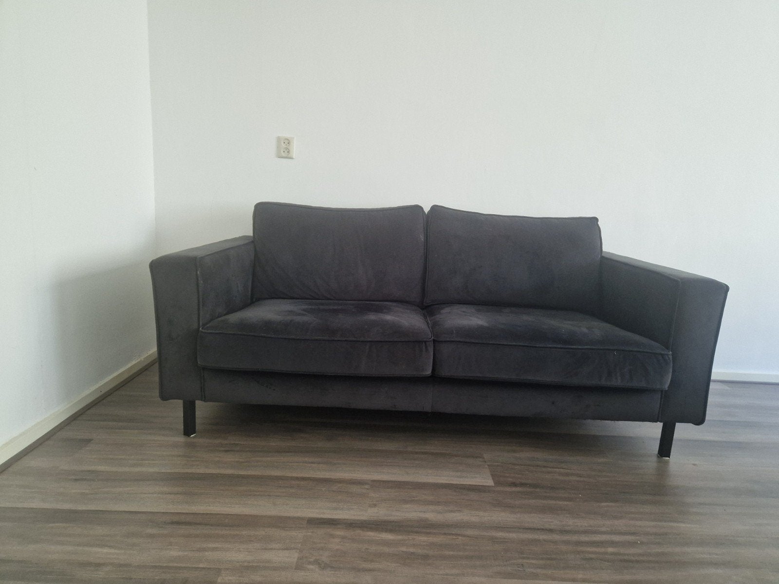 Zwarte fluwelen bank en fauteuil - goede staat, Ophalen, Tweepersoons, 75 tot 100 cm, Zo goed als nieuw