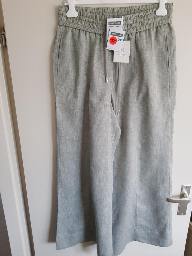 Peserico salie groene linnen broek maat 42 NIEUW, Maat 42/44 (L), Nieuw, Ophalen of Verzenden, Lang