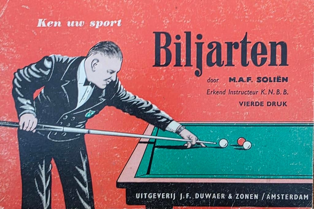 Vintage Boek: Biljarten door M.A.F. Soliën (Vierde Druk), Sport en Fitness, Biljarten en Poolen, Ophalen of Verzenden