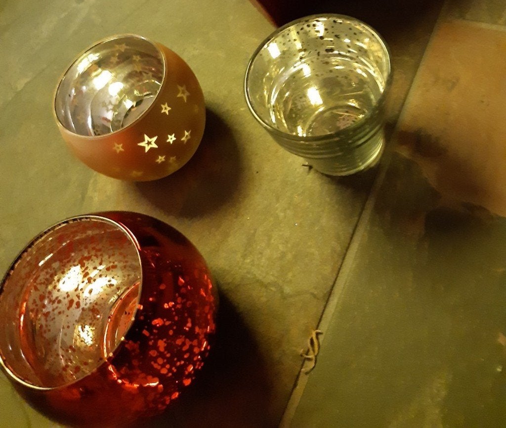 3x Waxinelichtjes, Ophalen of Verzenden, Zo goed als nieuw, Glas, Waxinelichthouder