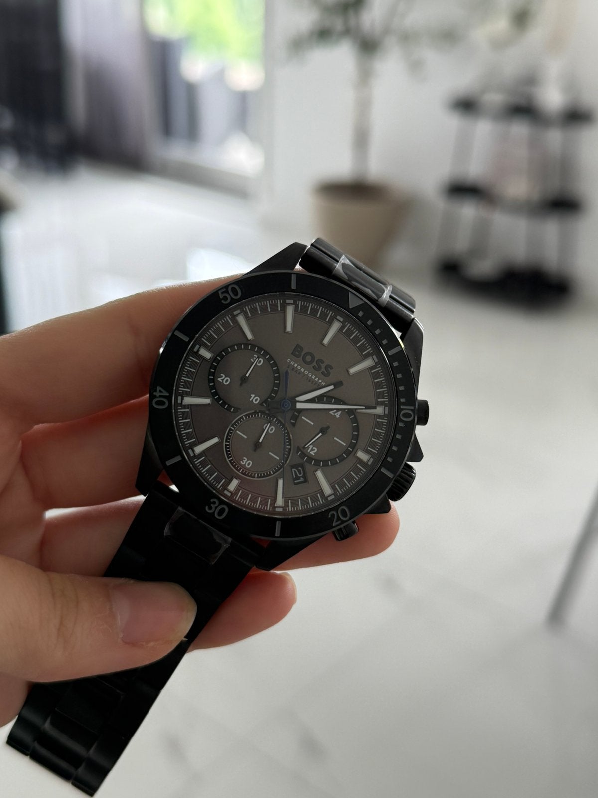 Hugo Boss chronograaf herenhorloge zwart - waterbestendig, Staal, Polshorloge, Nieuw, Ophalen