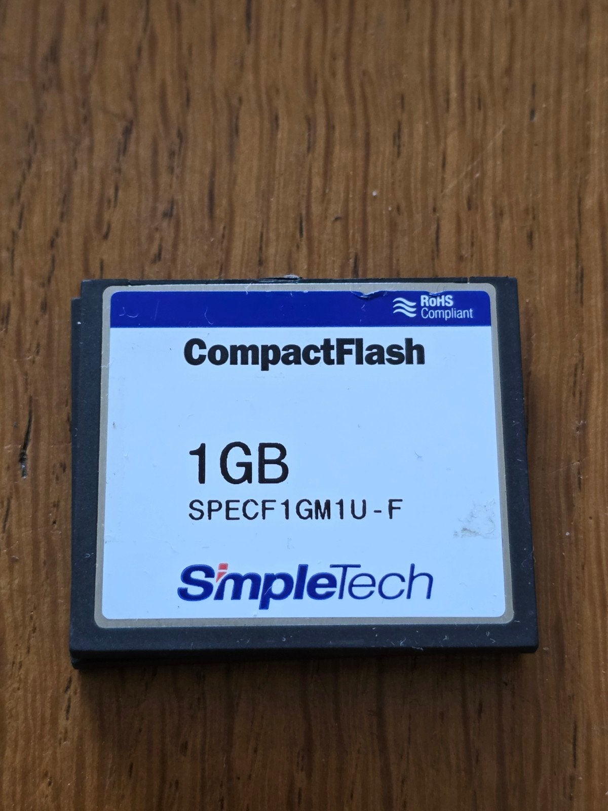 CompactFlash kaart 1GB SimpleTech SPECF1GM1U-F, Ophalen of Verzenden, Gebruikt, SimpleTech