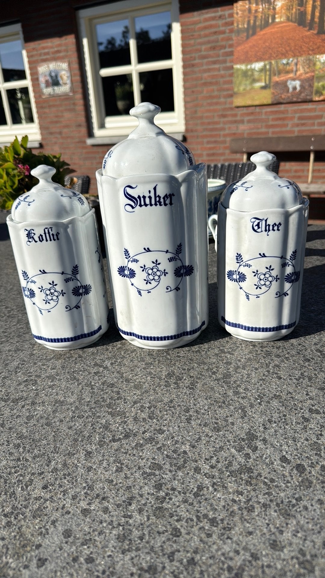 Porseleinen voorraadpotten Apulum wit blauw, Huis en Inrichting, Ophalen, Overige merken, Overige typen, Zo goed als nieuw