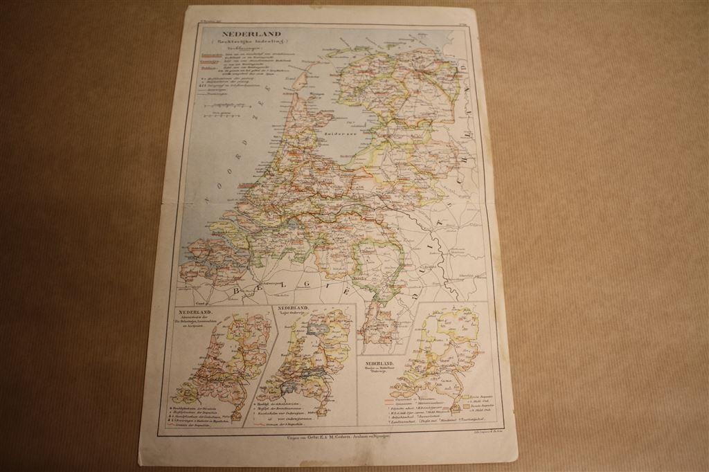 Antieke kaart - Nederland Staatkundig - Bruins 1895 !!, Gelezen, Ophalen of Verzenden, Landkaart, 1800 tot 2000