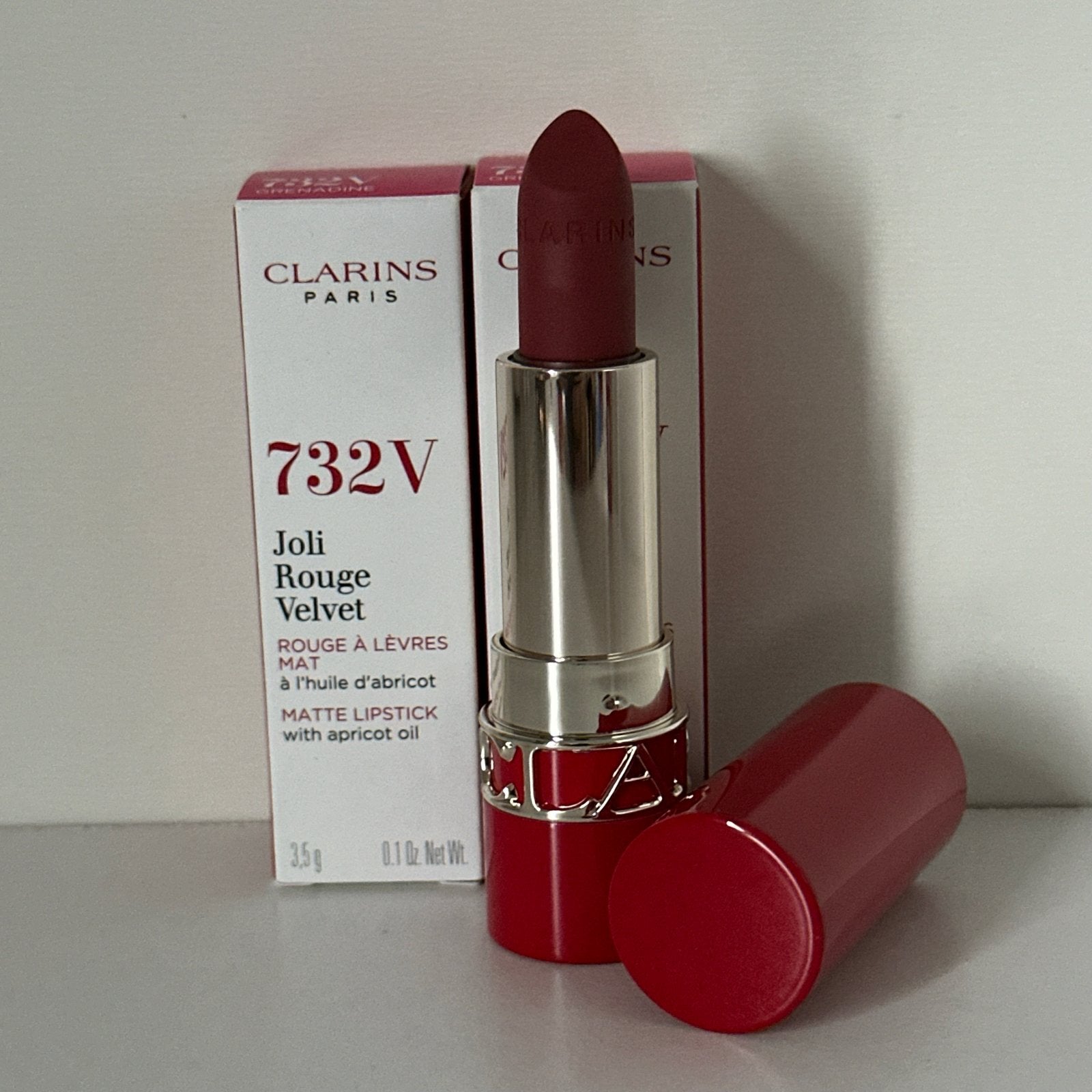 Clarins Joli Rouge Velvet Matte Lipstick #732V Grenadine#, Ophalen of Verzenden, Nieuw, Lippen, Make-up