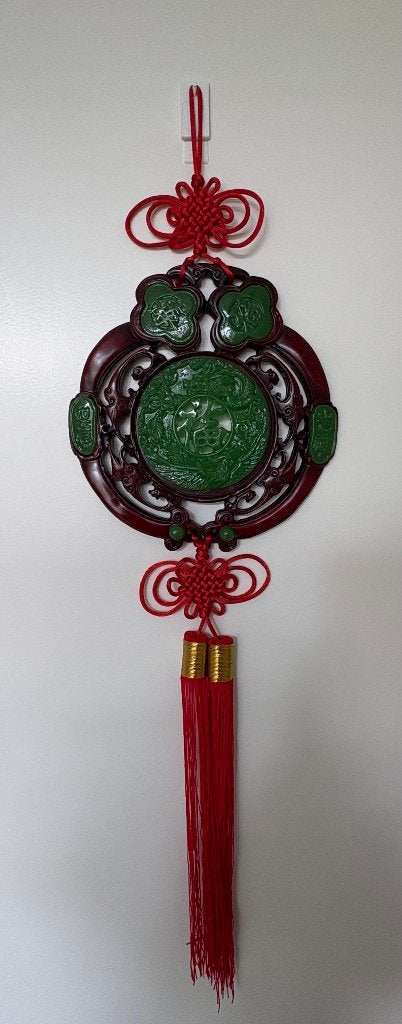 Chinese jaden muurhanger, Ophalen, Figuren, Op houten frame, Overige materialen