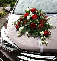 Bruiloft autoversiering - Rode en witte rozen, Ophalen of Verzenden, Nieuw