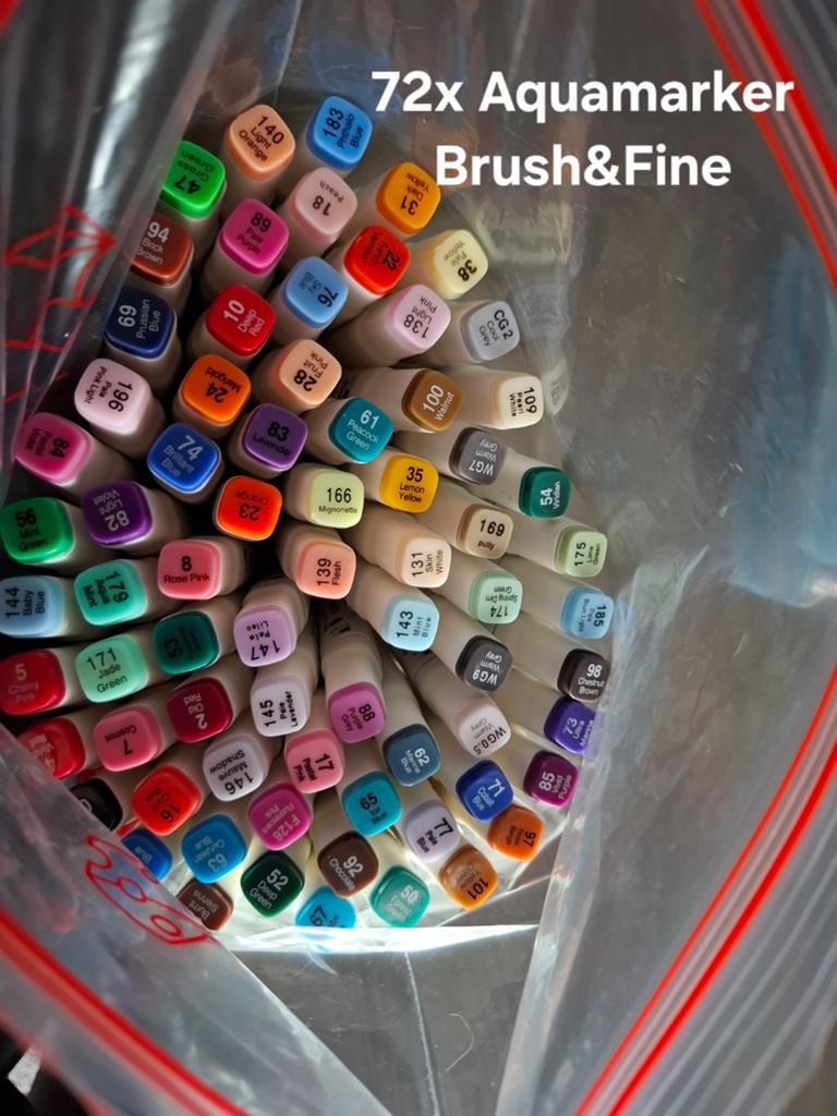 72x Aquamarker Brush & Fine Stiften Set, Ophalen of Verzenden, Zo goed als nieuw, Potlood of Stift