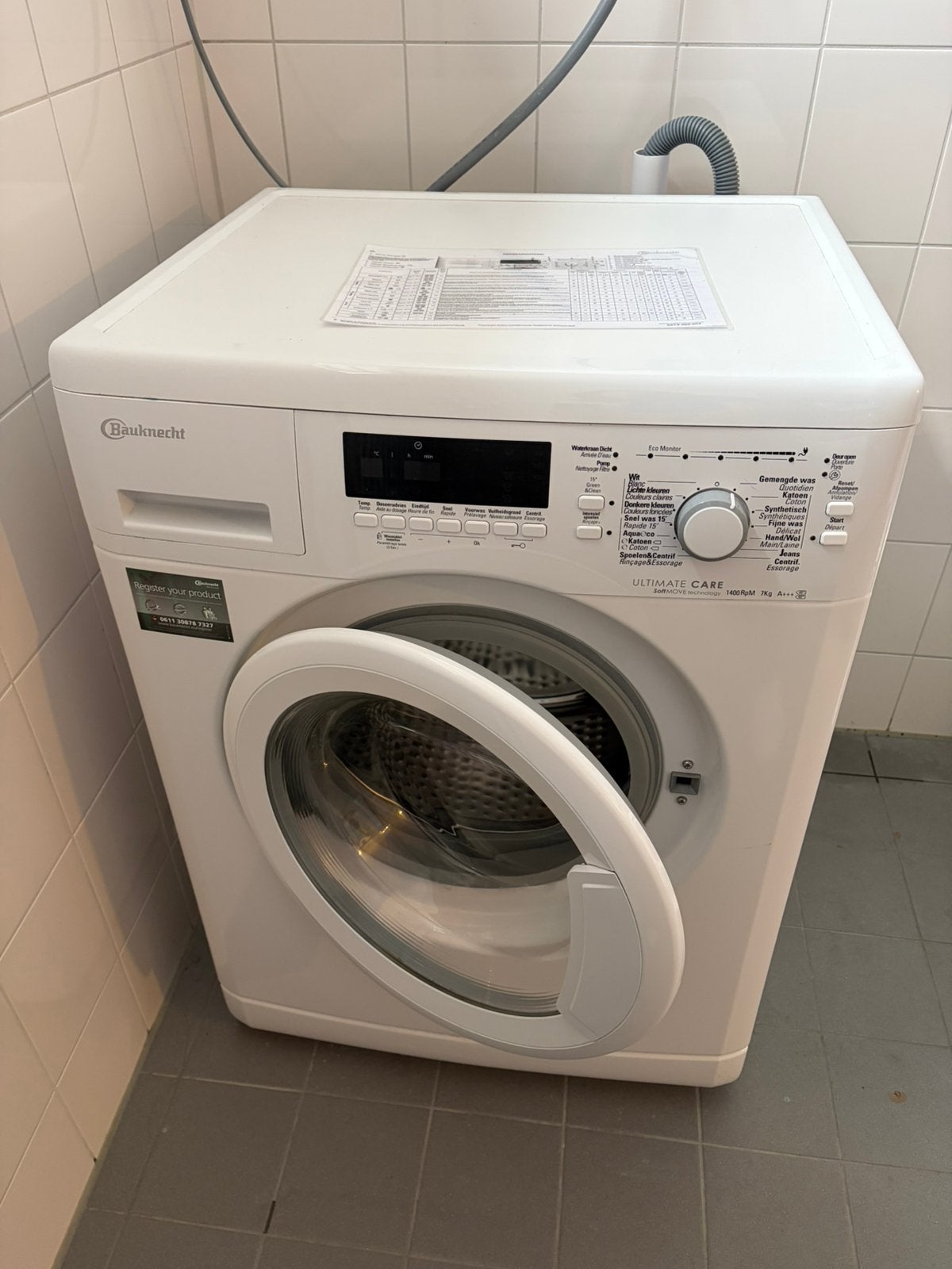 Wasmachine goedwerkend, Witgoed en Apparatuur, Wasmachines, Ophalen, Zo goed als nieuw, 1200 tot 1600 toeren, 85 tot 90 cm