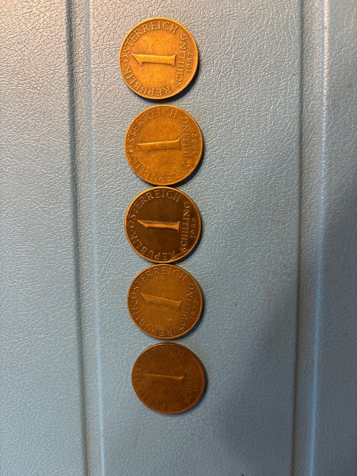 Set van 5 Oostenrijkse 1 Schilling munten (1965-1970), Ophalen of Verzenden, Oostenrijk, Setje