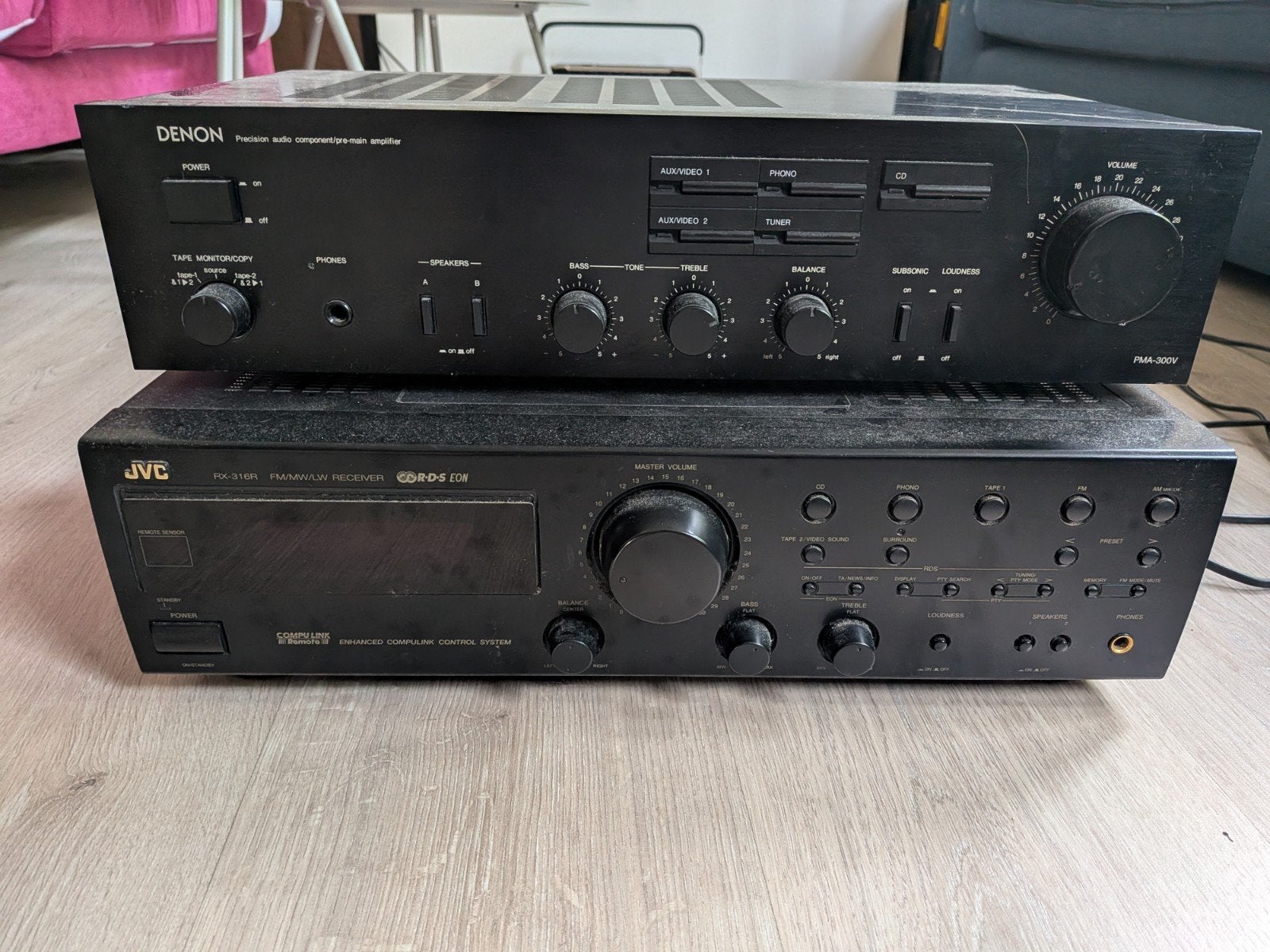 Denon PMA-300V & JVC RX-316R Versterkers (2 stuks), Audio, Tv en Foto, Ophalen, Gebruikt, Stereo, Denon