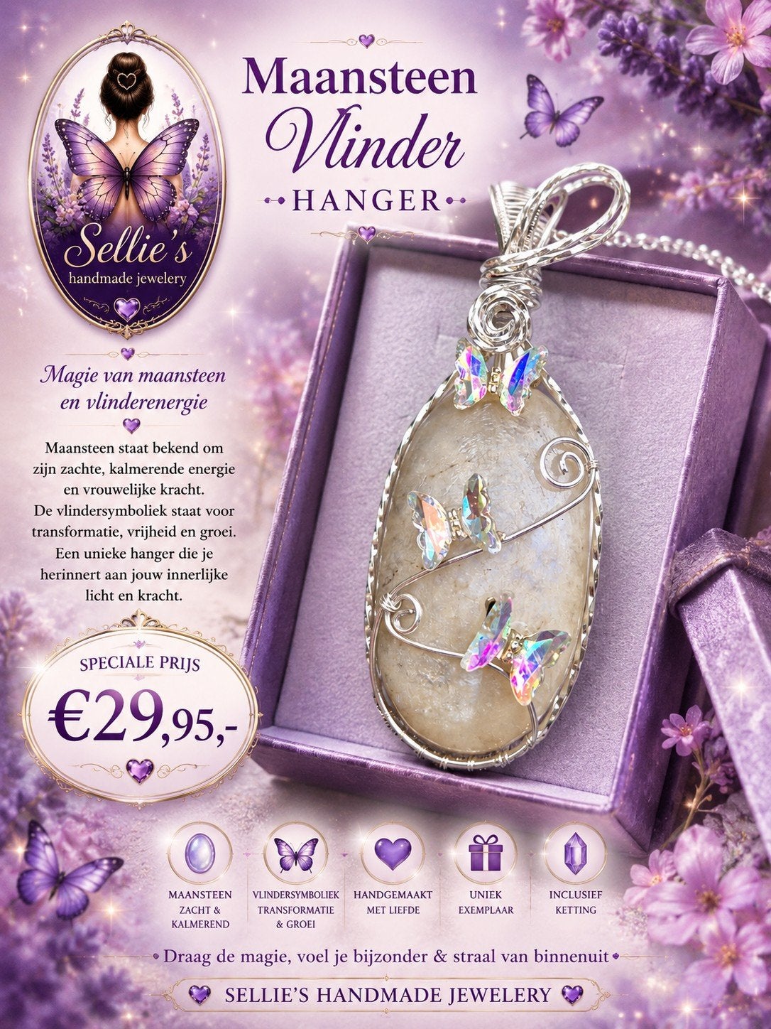 🦋 Sellie's handmade jewelery 🦋, Sieraden, Tassen en Uiterlijk, Kettingen, Overige kleuren, Nieuw, Ophalen of Verzenden, Steen of Mineraal
