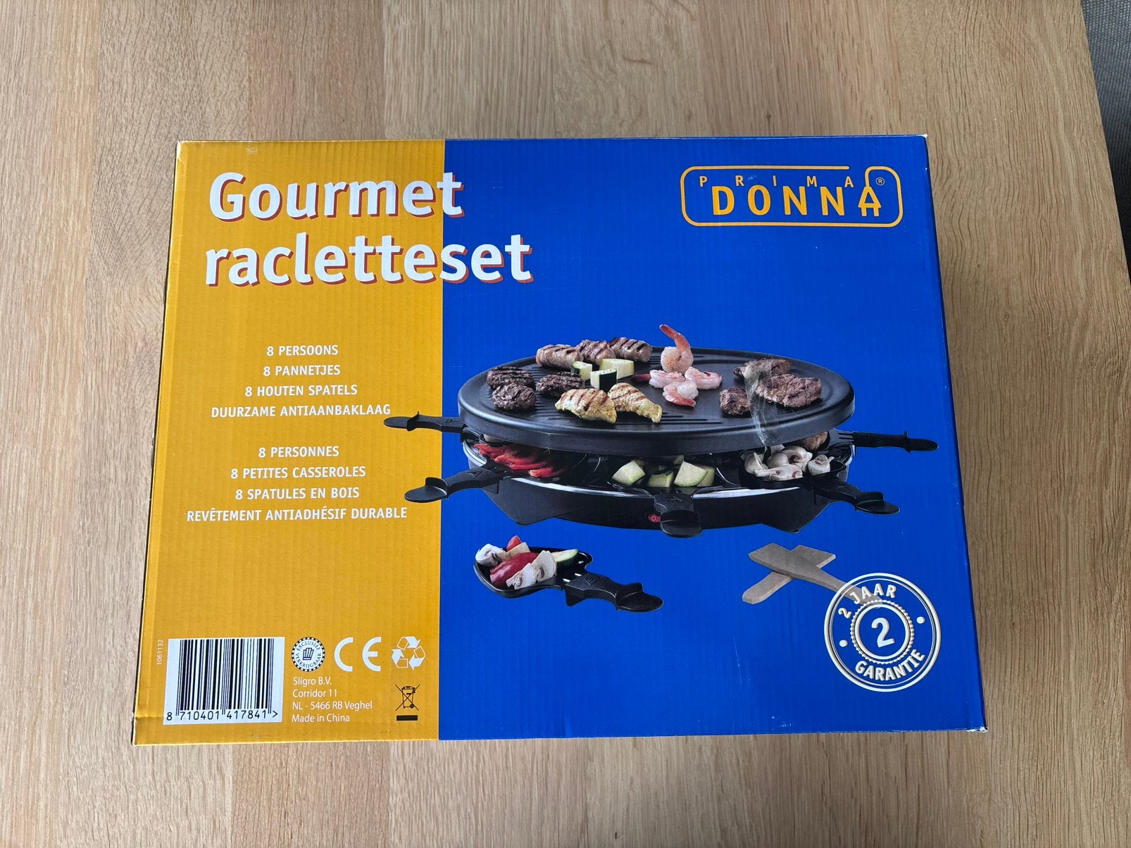 Gourmet/ Racletteset (Prima Donna) nieuw, Witgoed en Apparatuur, Gourmetstellen, Ophalen of Verzenden, Zo goed als nieuw, 8 personen of meer