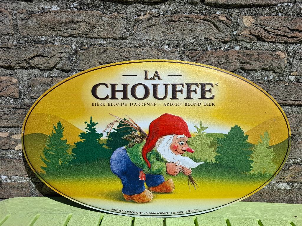 Reclamebord La Chouffe, Ophalen of Verzenden, Nieuw, Reclamebord, Plaat of Schild, Overige merken