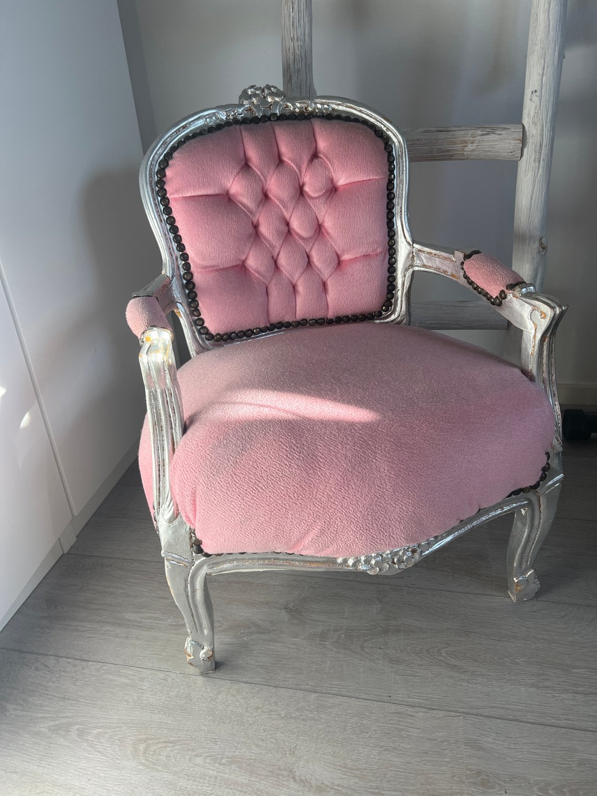 Antieke roze fauteuil - Barok stijl, Ophalen