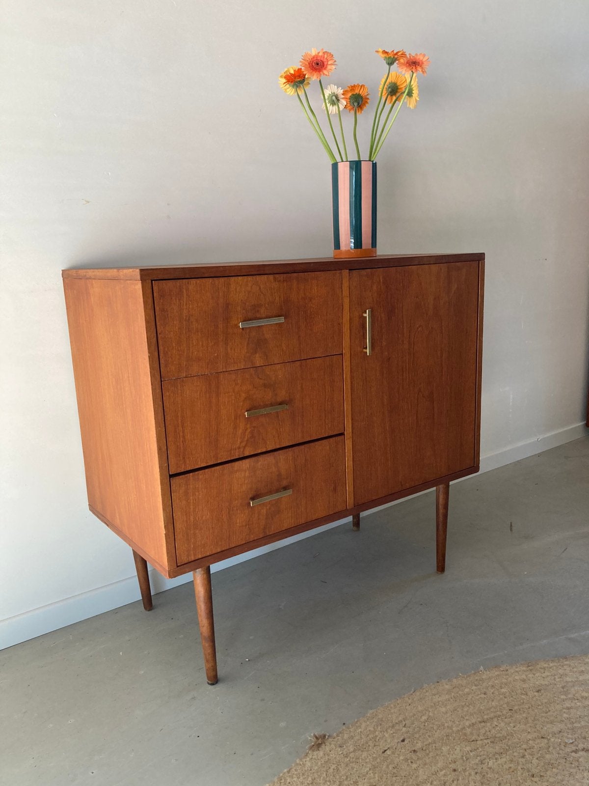 Midcentury vintage teak ladekastje, Ophalen, Gebruikt, Teakhout, 50 tot 100 cm