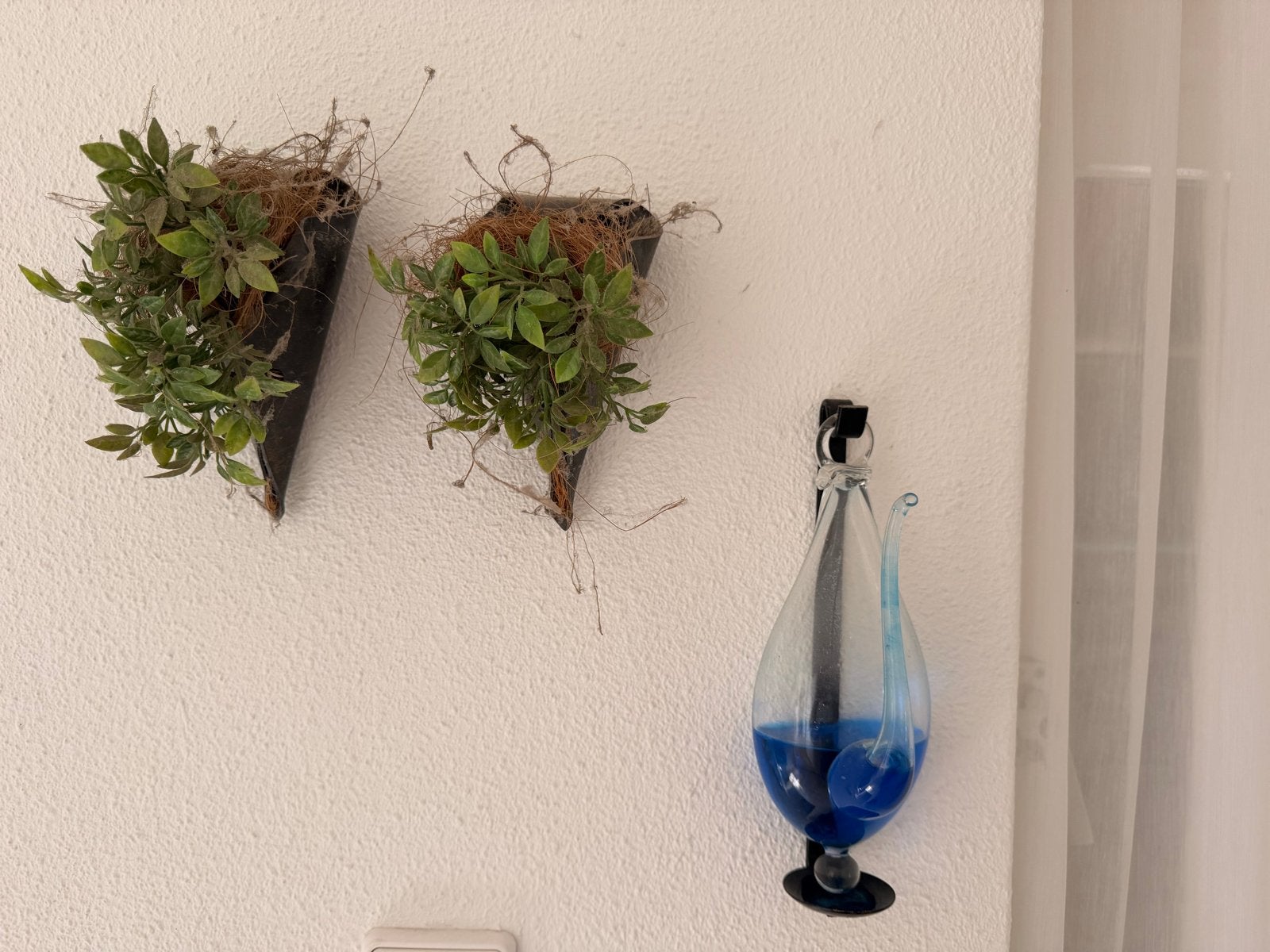 Decoratieve wandhangers met kunstplanten en barometer, Ophalen, Groen, Gebruikt, Overige stijlen