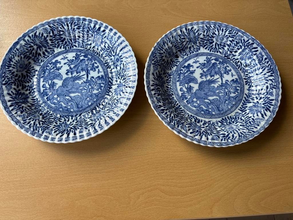2 Mosa Maastricht borden, ca. 1910, Kangxi Chinoiserie, Ophalen of Verzenden