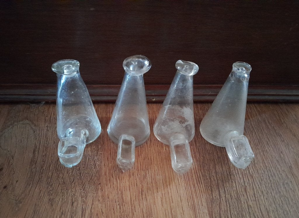 ~ Oude Glazen Vogel Drinkflesjes Waterflesjes, Ophalen of Verzenden