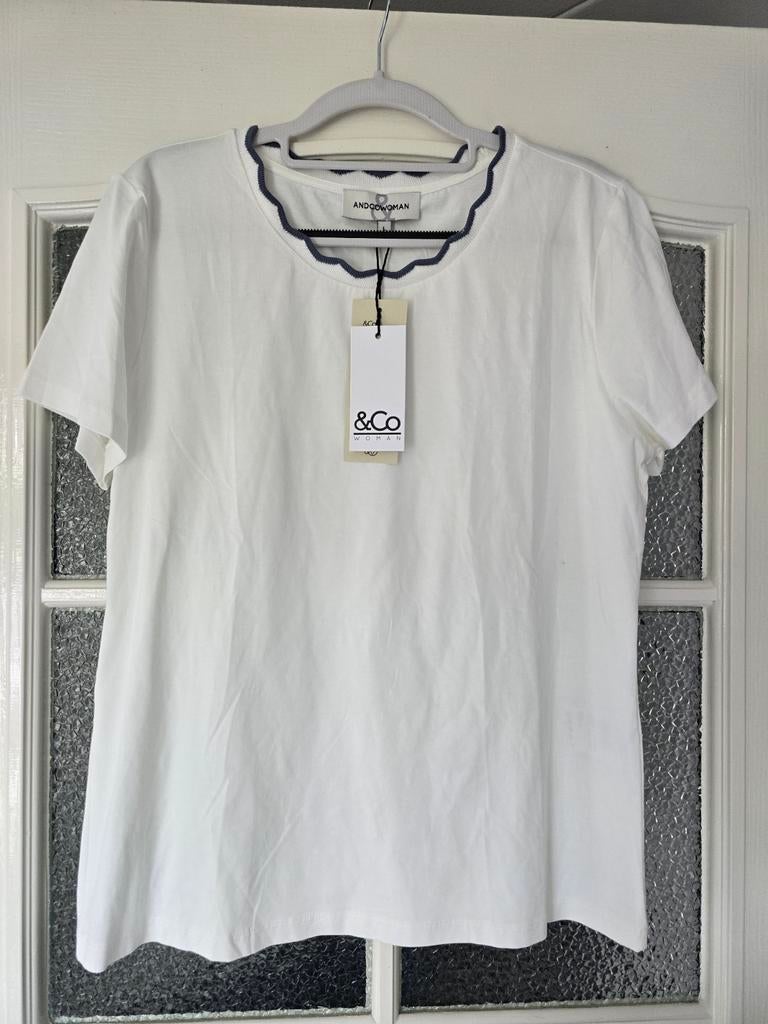 Nieuw &co woman andcowoman and cowoman L wit blauw, Ophalen of Verzenden, Nieuw, Blauw, Korte mouw