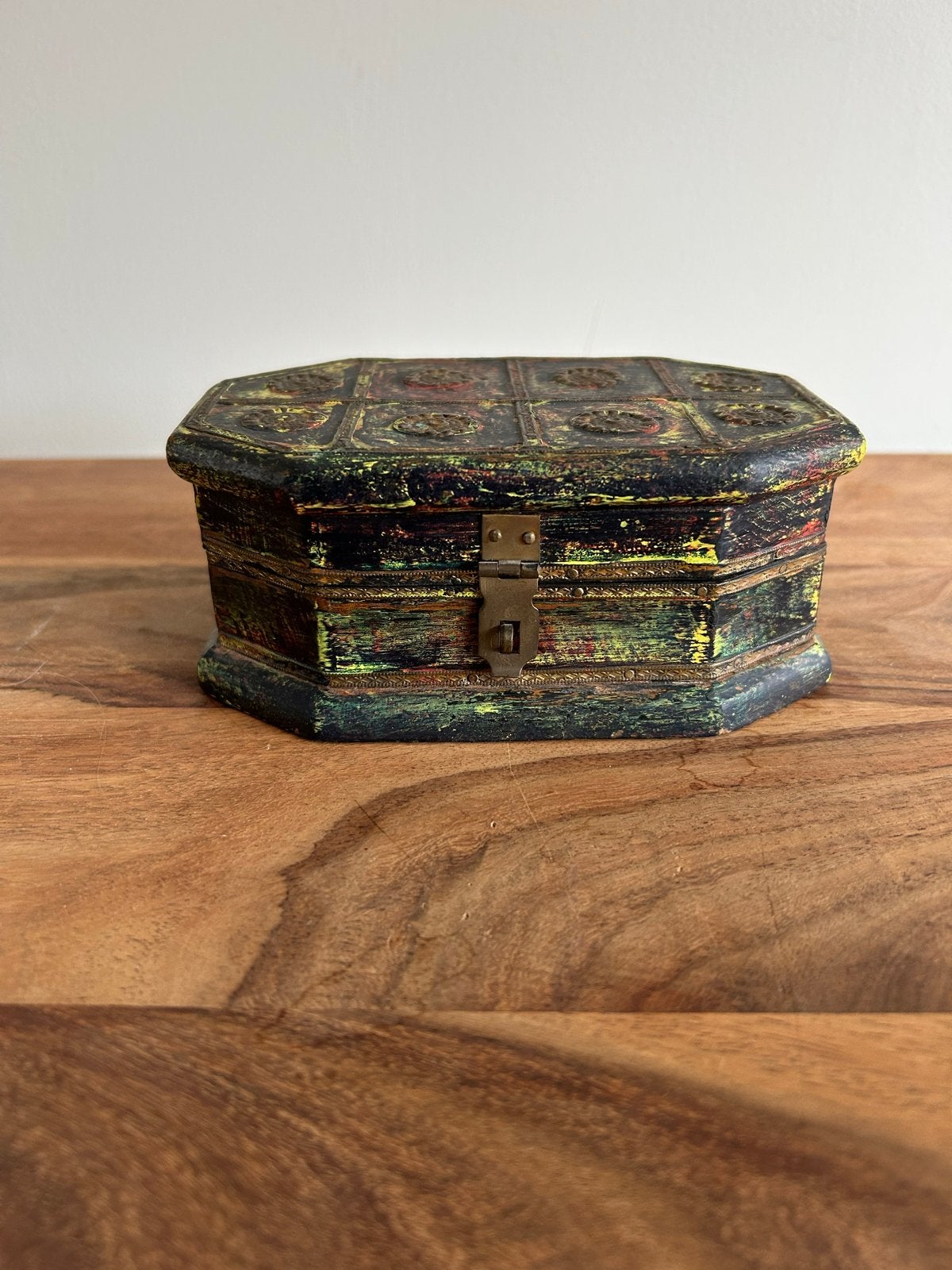 Antieke houten sieradendoos - Handgeschilderd, Antiek en Kunst, Antiek | Woonaccessoires, Ophalen of Verzenden
