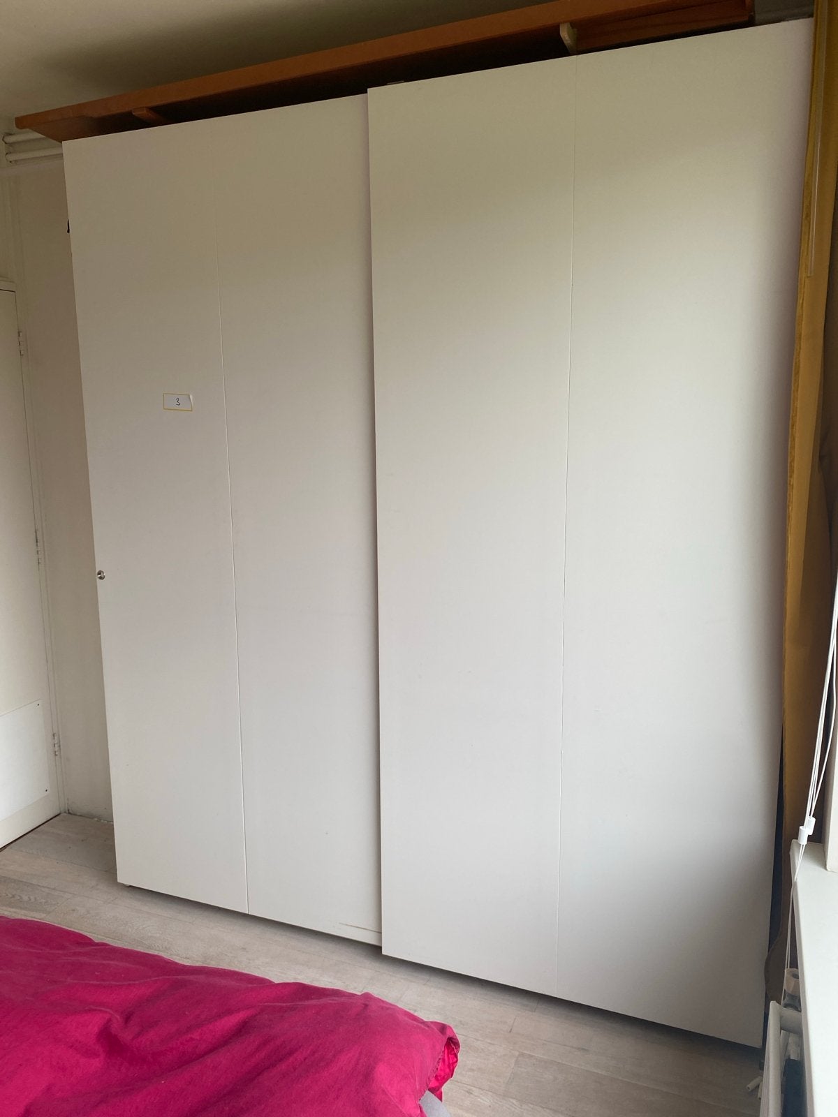 Witte pax kledingkast 2x 100 35 236 met schuifdeuren, Met plank(en), Gebruikt, 200 cm of meer, 150 tot 200 cm