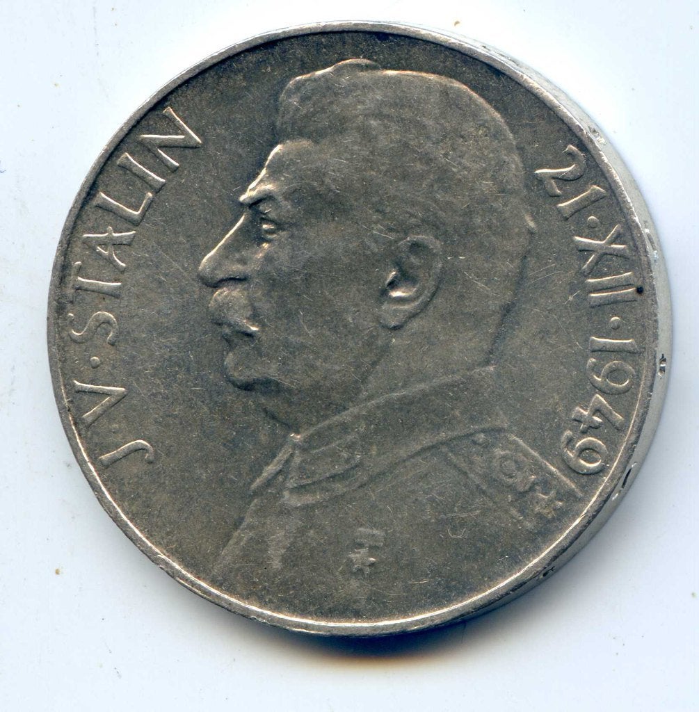 Tsjechoslowakije 100 Korun 1949 Jozef Stalin, Ophalen of Verzenden, Overige landen, Zilver