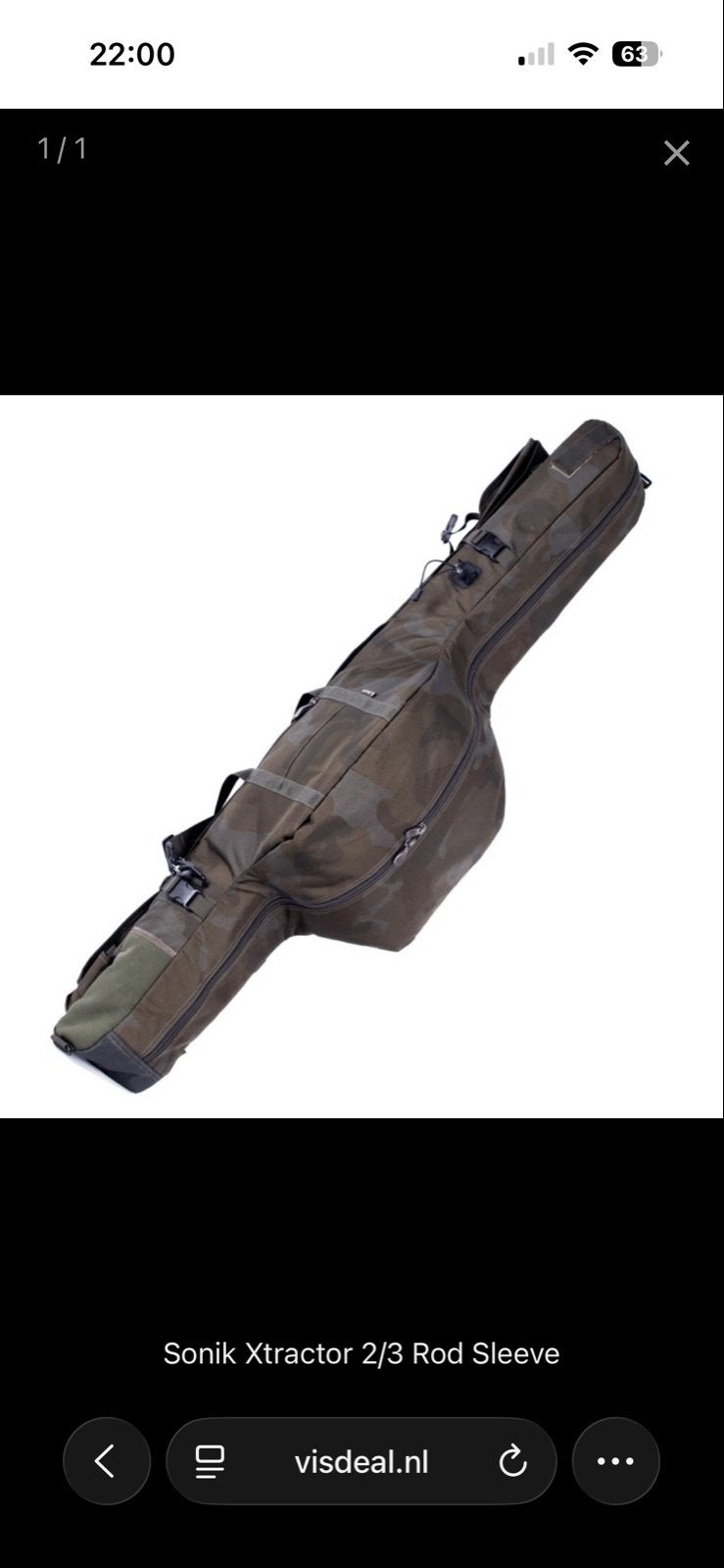 Sonik Xtractor 2/3 Rod Sleeve - In prima staat!, Watersport en Boten, Ophalen, Zo goed als nieuw, Koffer of Tas