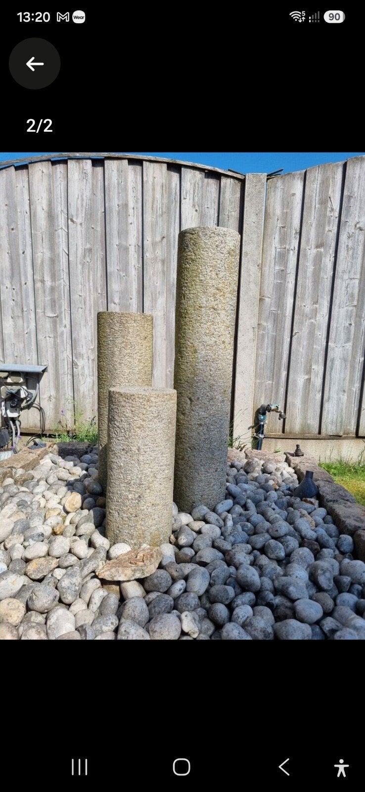 Set van 3 natuurstenen waterornamenten (50, 75, 100 cm), Tuin en Terras, Ophalen, Gebruikt, Steen