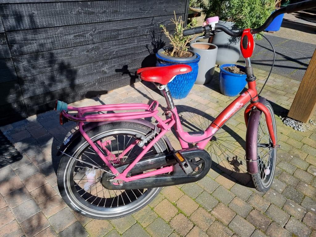 Meidenfiets 20 inch - Roze/Rood, Fietsen en Brommers, Fietsen | Kinderfietsjes, Gebruikt, 16 tot 20 inch, Ophalen