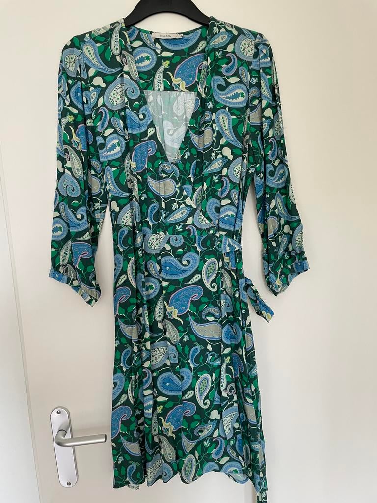 Blauw overslag jurkje met Paisley print van Sissi Boy maat S, Blauw, Ophalen of Verzenden, Zo goed als nieuw, Maat 36 (S)