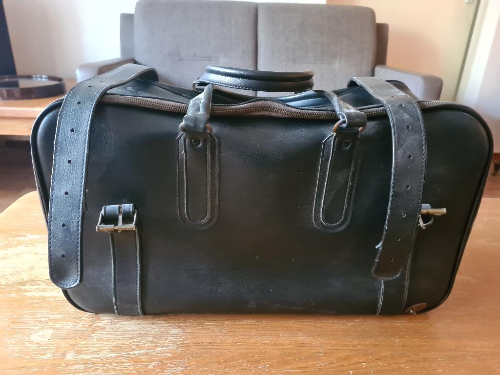 Reistas, leer, vintage, uit de jaren 50-60, Sieraden, Tassen en Uiterlijk, Tassen | Reistassen en Weekendtassen, 40 tot 60 cm