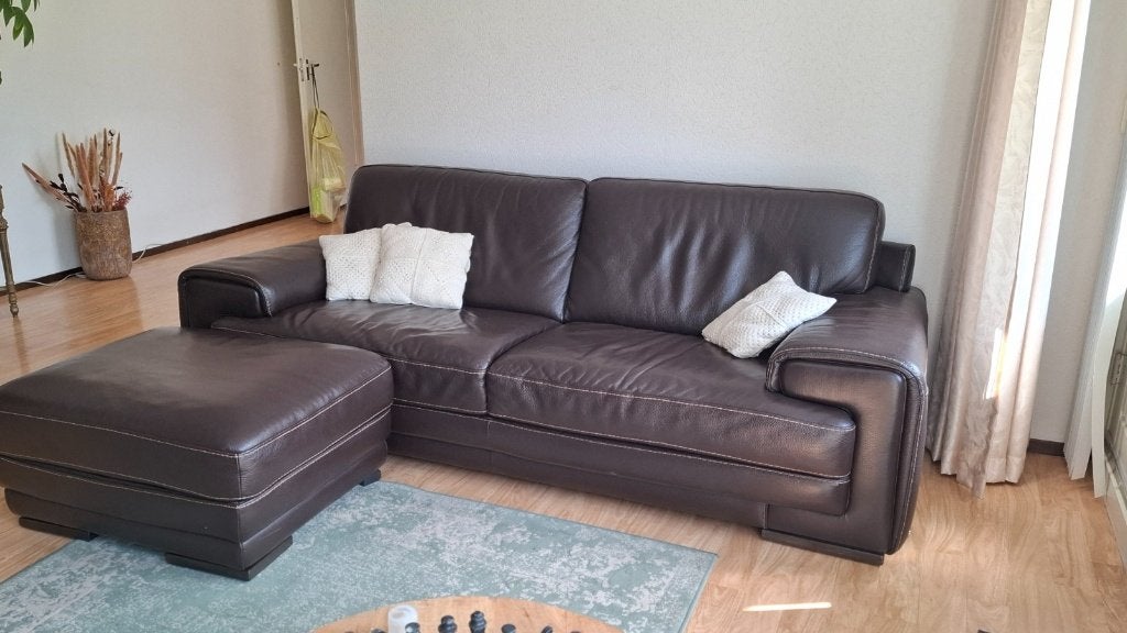 Natuzzi Bank Italiaans Volnerf Leder!, Ophalen, Driepersoons, Zo goed als nieuw, Rechte bank