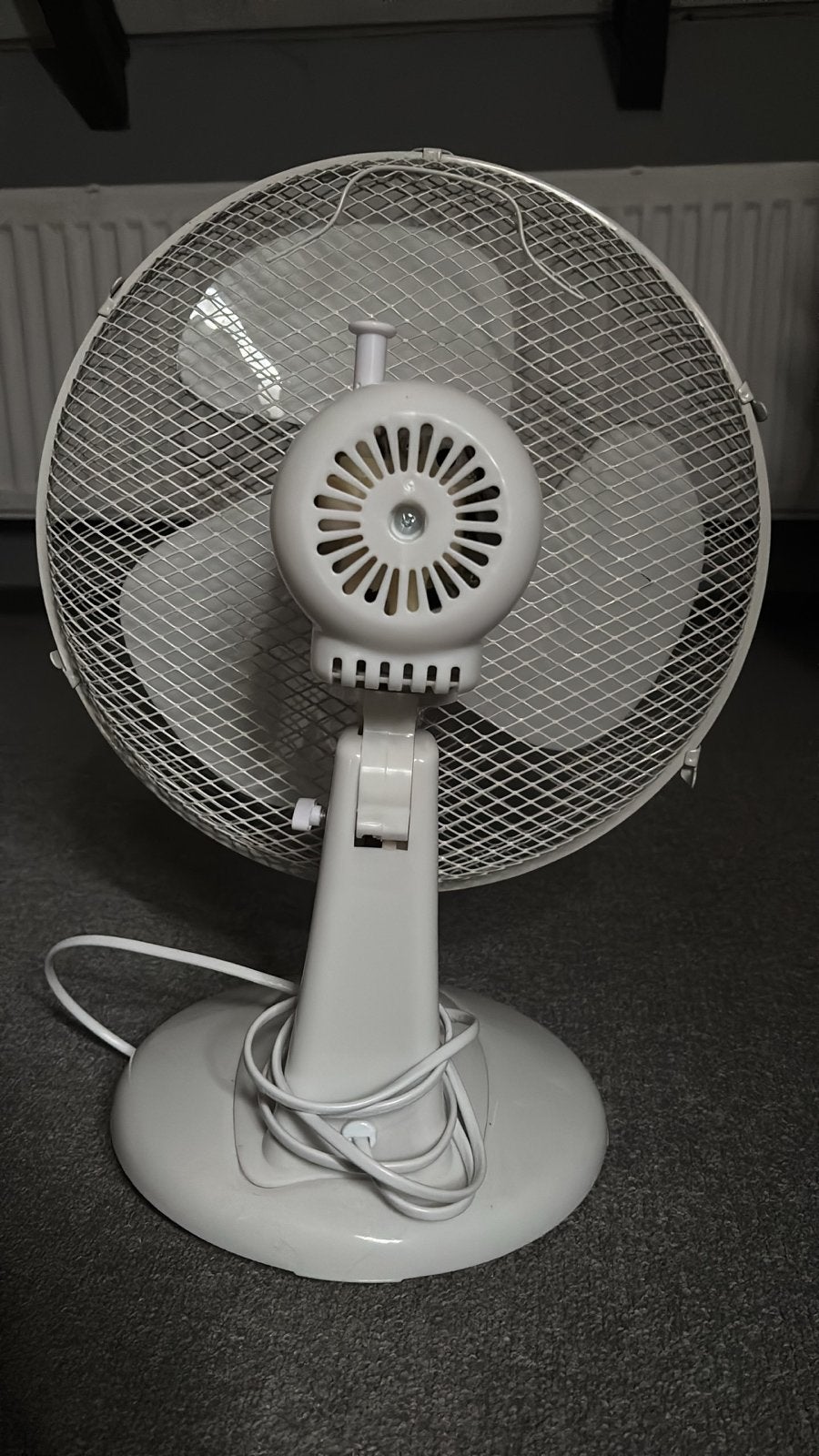 Witte Tafelventilator - Bokker, Witgoed en Apparatuur, Ventilatoren, Ophalen, Gebruikt, Tafelventilator