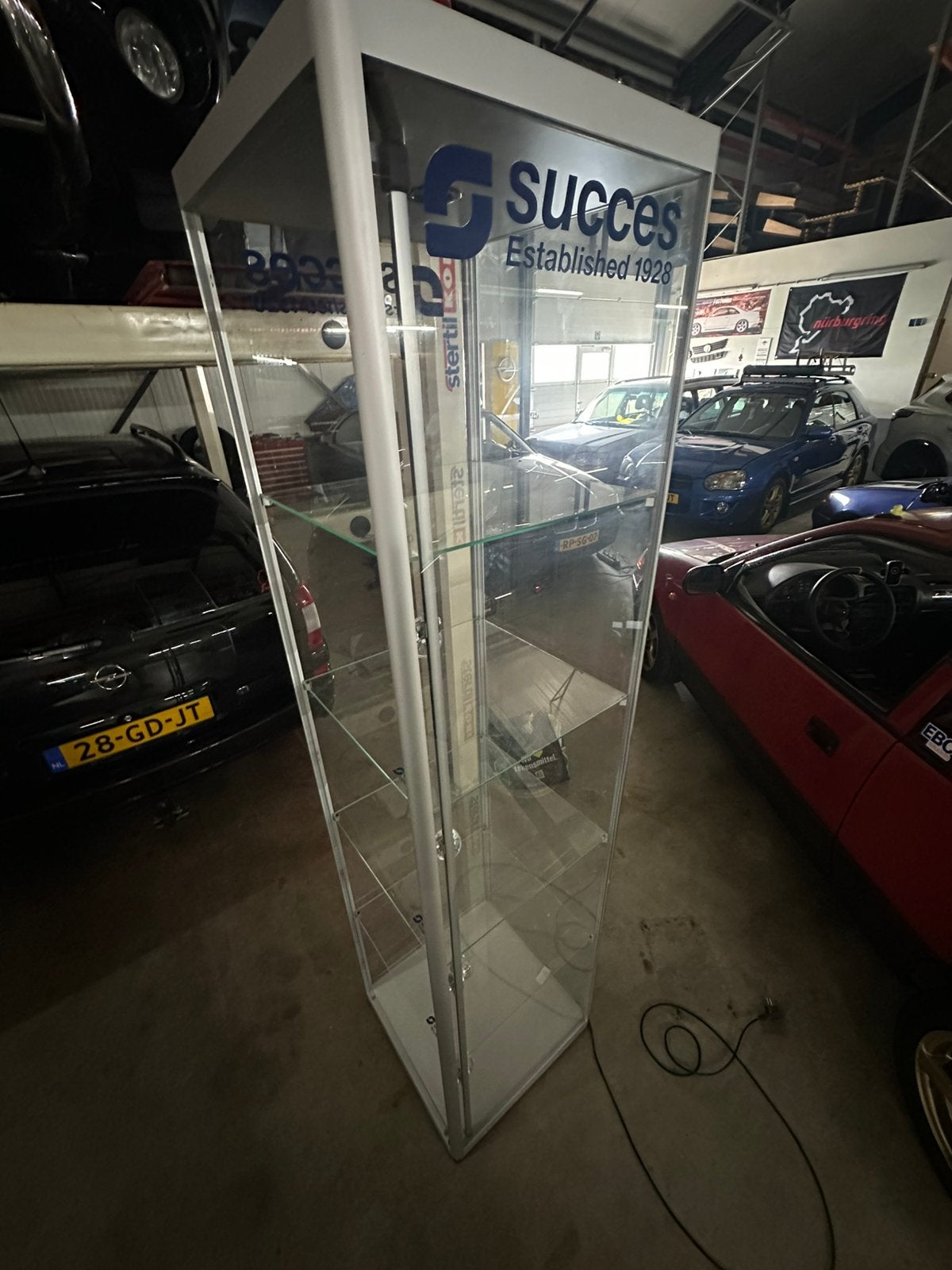 Winkel vitrinekast verzameling hobby, Ophalen, 50 tot 100 cm, Zo goed als nieuw, 150 tot 200 cm