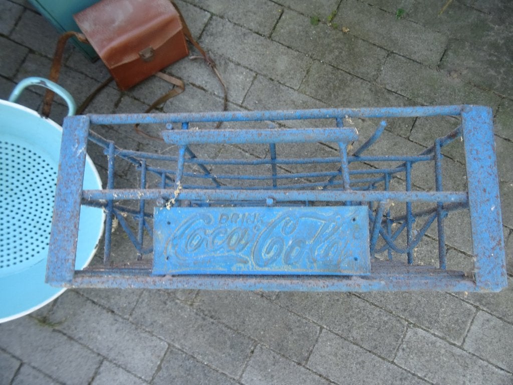 bijzonder blauw Coca Cola flesjes krat rekje, Ophalen