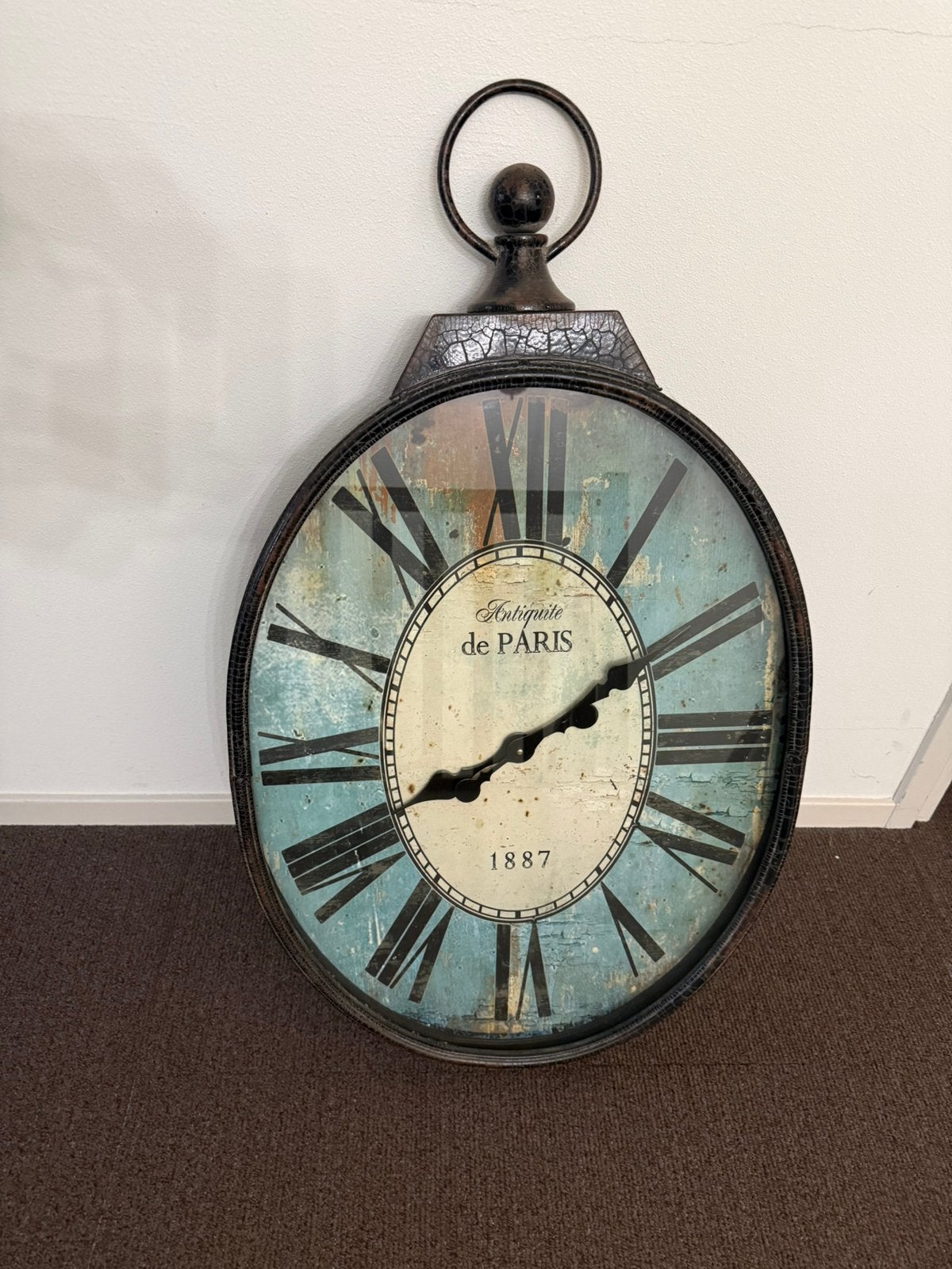 Wandklok “antiquite de Paris”, Ophalen, Analoog, Werkt op batterijen, Groen