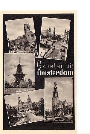 Ansichtkaart 	Amsterdam	5-luik	Molen, Verzenden, 1940 tot 1960, Ongelopen, Noord-Holland